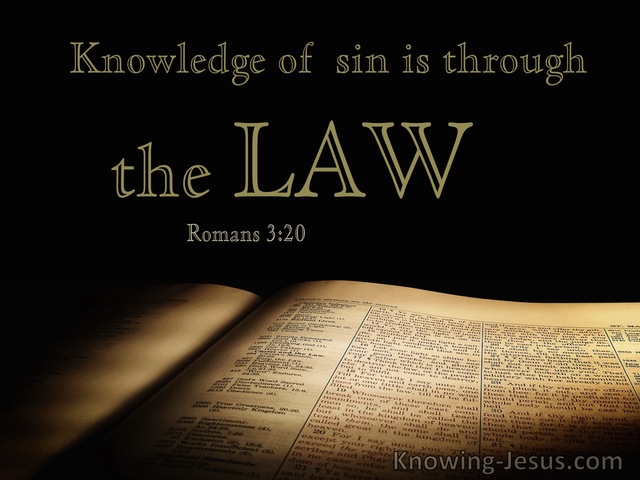 Romans 3:20 Knowledge of Sin is Through the Law (black)